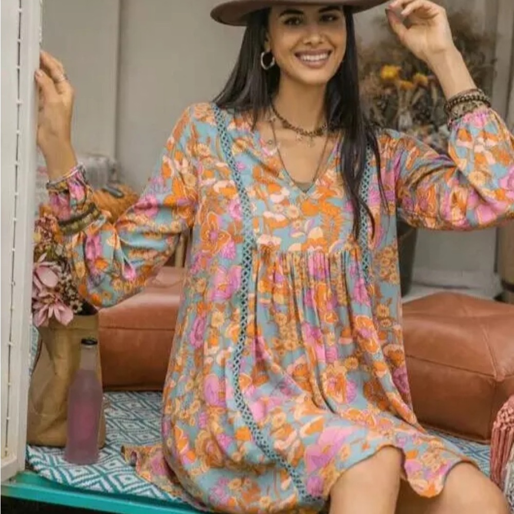 Rustty Dustty  Dress Womens Size 3XL Multicolor Paisley Floral Boho Cottage Fair